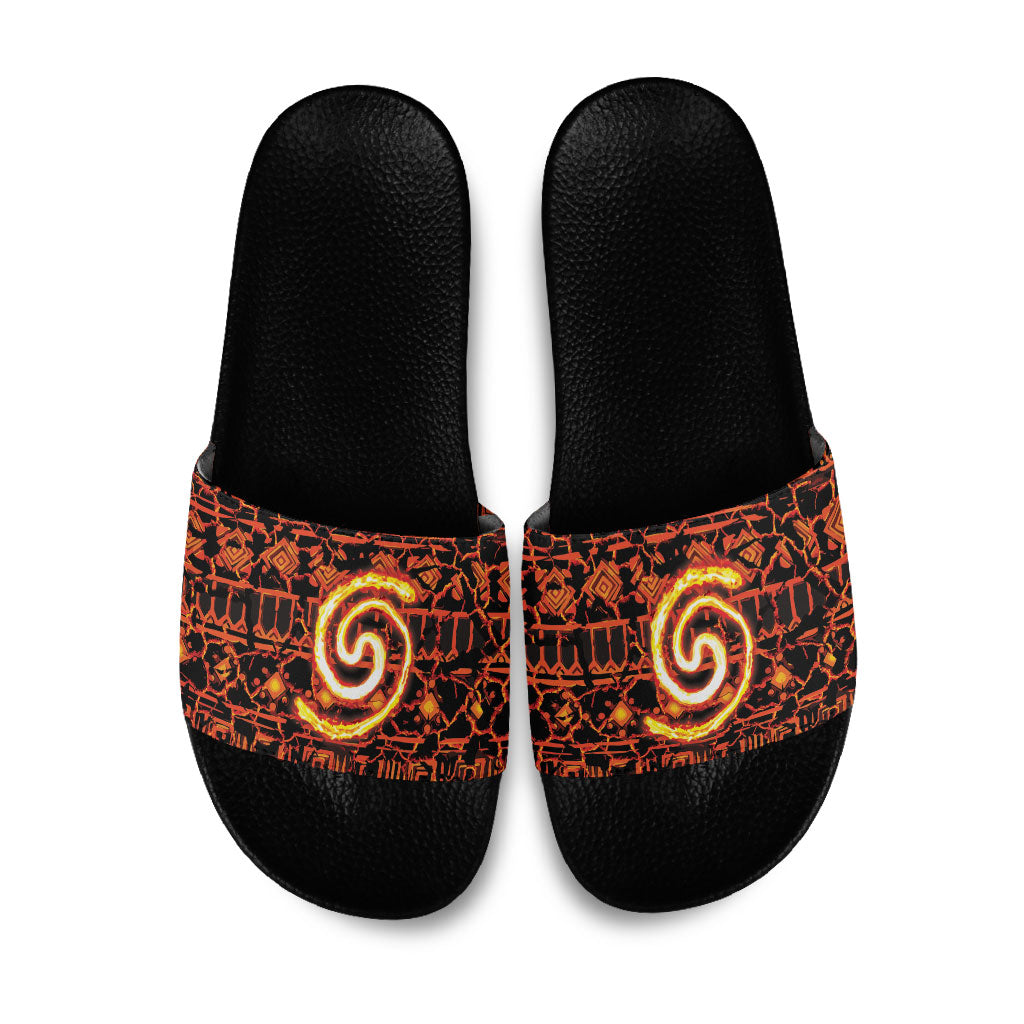 Polynesia Lava Monster Cosplay Slide Sandals Fiery Glowing Volcano Crack Pattern DT05 Red - Polynesian Pride