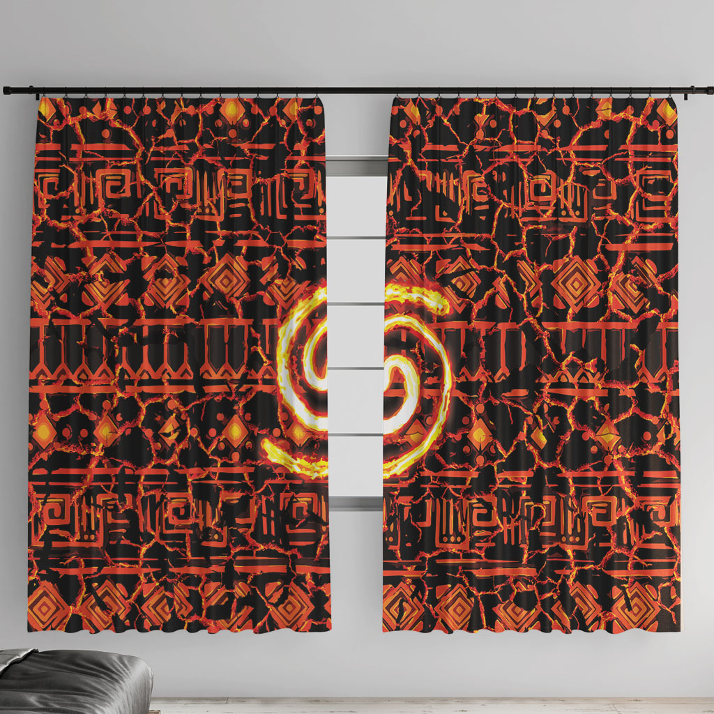 Polynesia Lava Monster Cosplay Window Curtain Fiery Glowing Volcano Crack Pattern DT05 With Hooks Red - Polynesian Pride