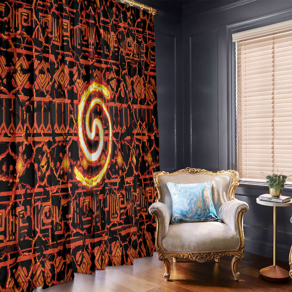 Polynesia Lava Monster Cosplay Window Curtain Fiery Glowing Volcano Crack Pattern DT05 - Polynesian Pride