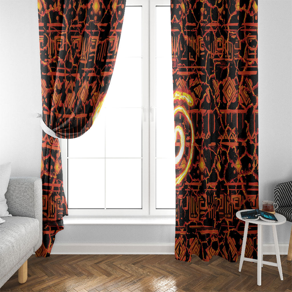 Polynesia Lava Monster Cosplay Window Curtain Fiery Glowing Volcano Crack Pattern DT05 - Polynesian Pride