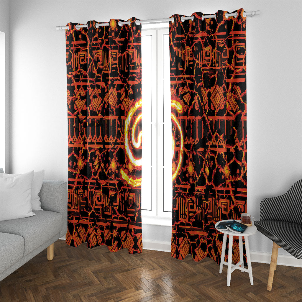 Polynesia Lava Monster Cosplay Window Curtain Fiery Glowing Volcano Crack Pattern DT05 With Grommets Red - Polynesian Pride