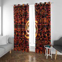 Polynesia Lava Monster Cosplay Window Curtain Fiery Glowing Volcano Crack Pattern DT05 With Grommets Red - Polynesian Pride