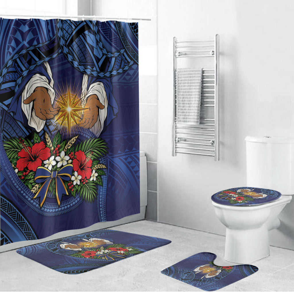 Samoa Manuia Le Kerisimasi Bathroom Set Jesus Hands Bethlehem Star Hibiscus