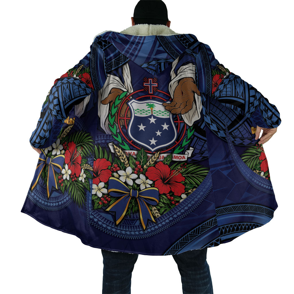 Samoa Manuia Le Kerisimasi Cloak Jesus Hands Bethlehem Star Hibiscus DT05 - Polynesian Pride