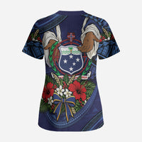 Samoa Manuia Le Kerisimasi Scrub Top Jesus Hands Bethlehem Star Hibiscus DT05 - Polynesian Pride
