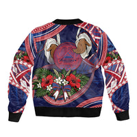 American Samoa Manuia Le Kerisimasi Bomber Jacket Jesus Hands Bethlehem Star Hibiscus DT05 - Polynesian Pride