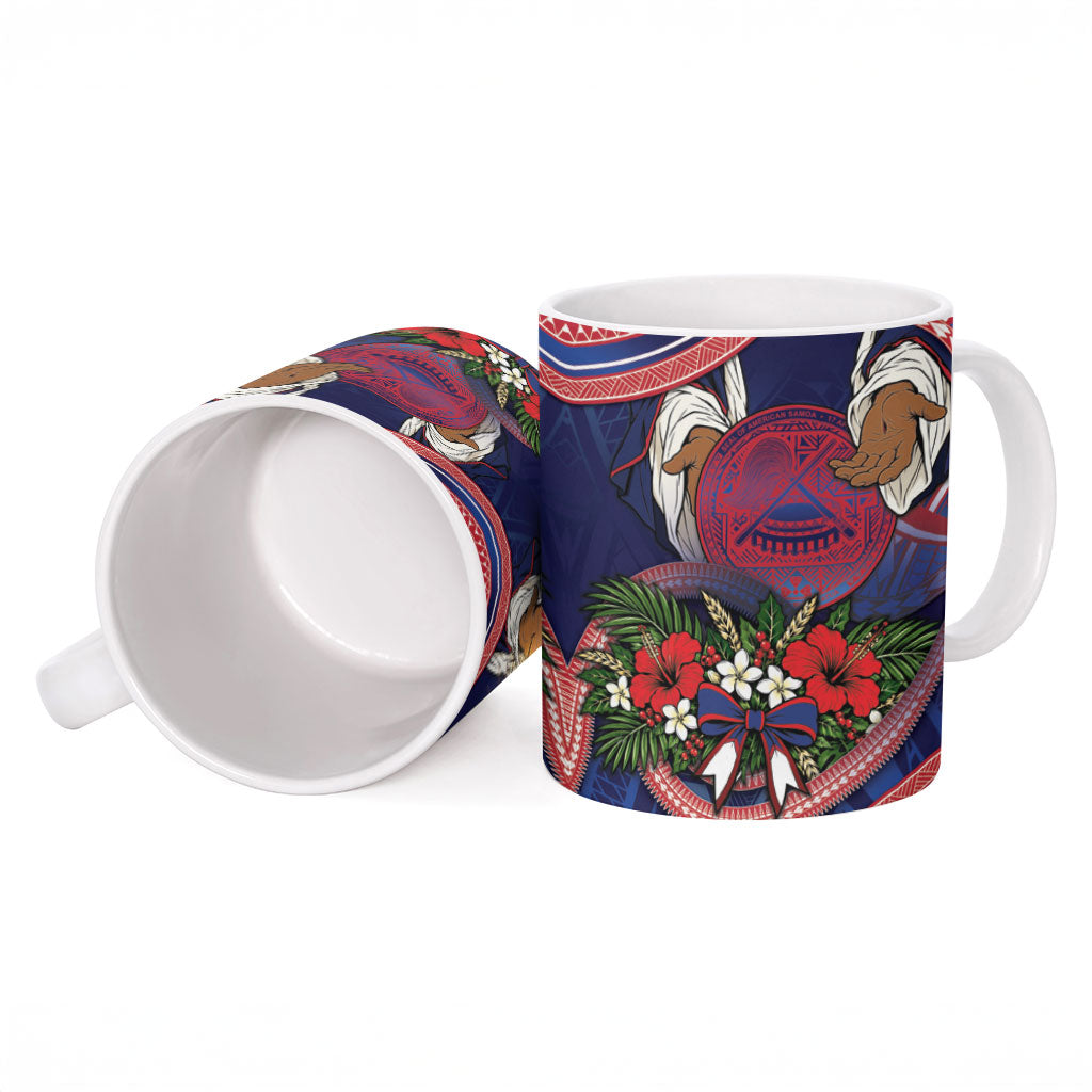 American Samoa Manuia Le Kerisimasi Ceramic Mug Jesus Hands Bethlehem Star Hibiscus DT05 - Polynesian Pride