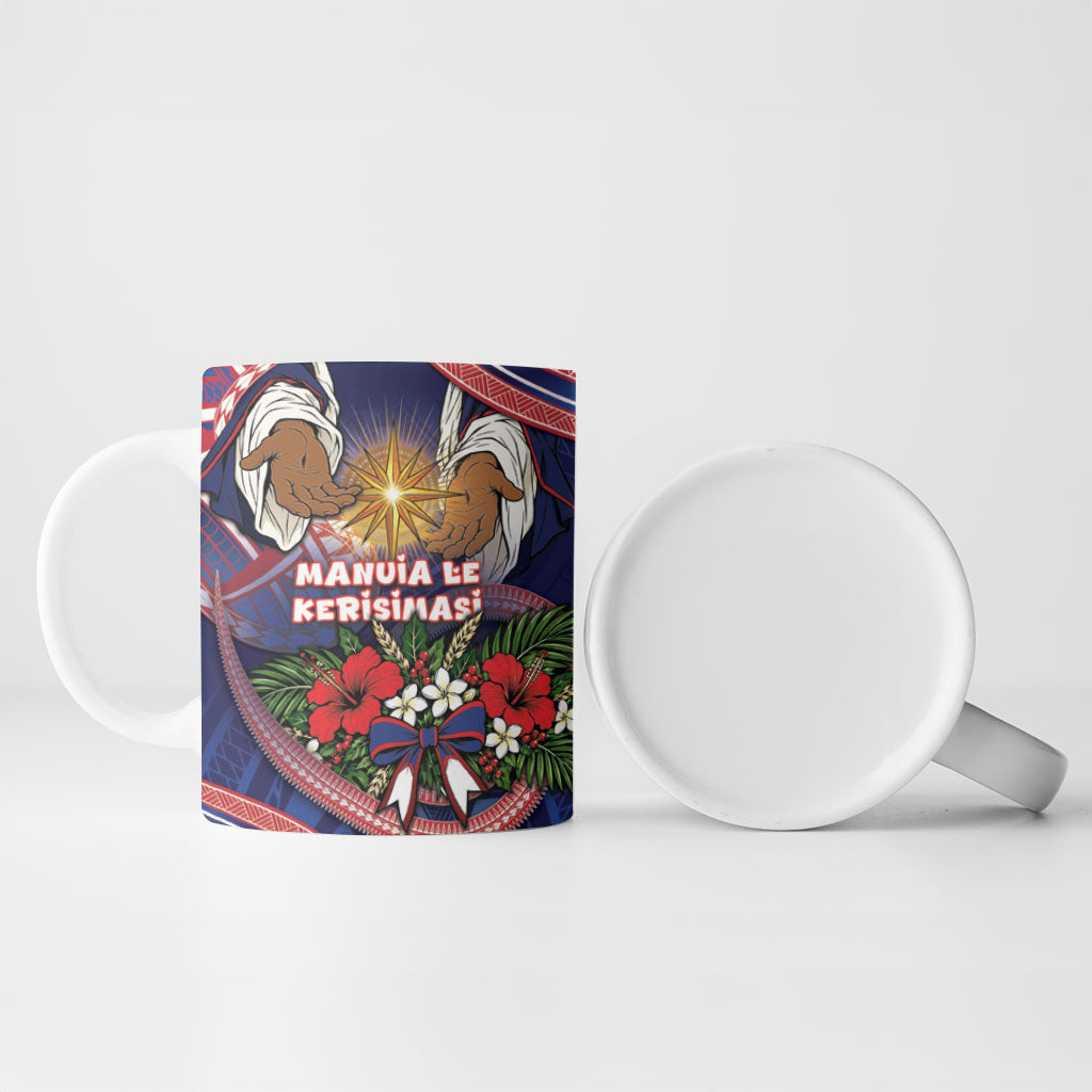 American Samoa Manuia Le Kerisimasi Ceramic Mug Jesus Hands Bethlehem Star Hibiscus DT05 - Polynesian Pride