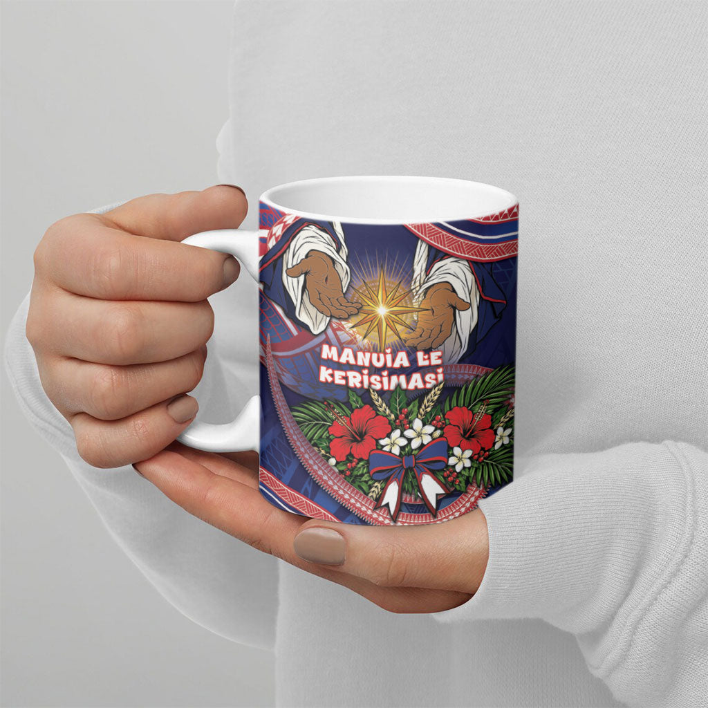 American Samoa Manuia Le Kerisimasi Ceramic Mug Jesus Hands Bethlehem Star Hibiscus DT05 - Polynesian Pride