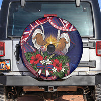 American Samoa Manuia Le Kerisimasi Spare Tire Cover Jesus Hands Bethlehem Star Hibiscus DT05 Navy - Polynesian Pride