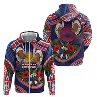 American Samoa Manuia Le Kerisimasi Zip Hoodie Jesus Hands Bethlehem Star Hibiscus DT05 - Polynesian Pride