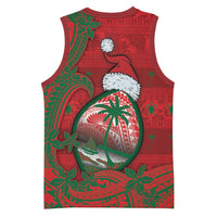 Guam Christmas Basketball Jersey Chamorro Seal Hat Santa Tribal Waves DT05 - Polynesian Pride