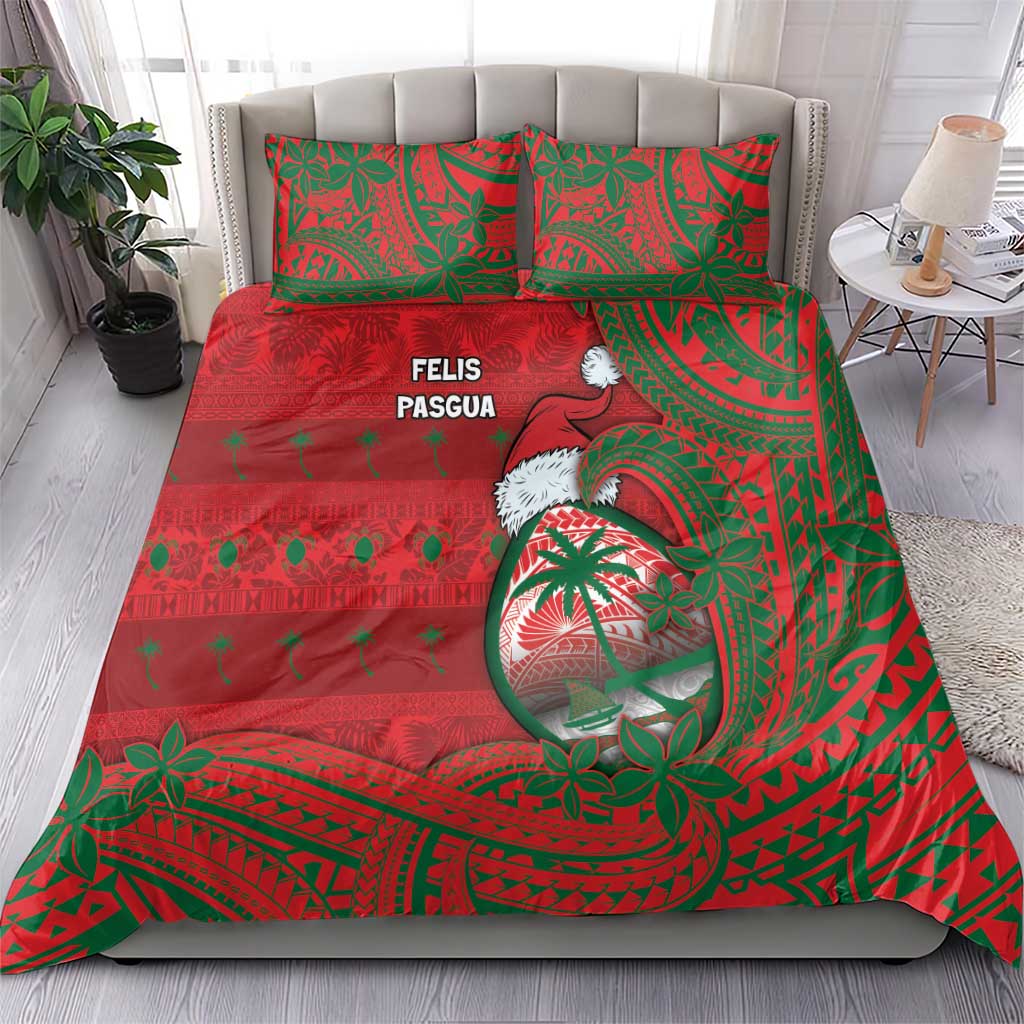 Guam Christmas Bedding Set Chamorro Seal Hat Santa Tribal Waves DT05 - Polynesian Pride