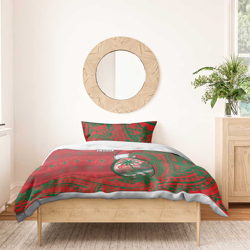 Guam Christmas Bedding Set Chamorro Seal Hat Santa Tribal Waves DT05 - Polynesian Pride