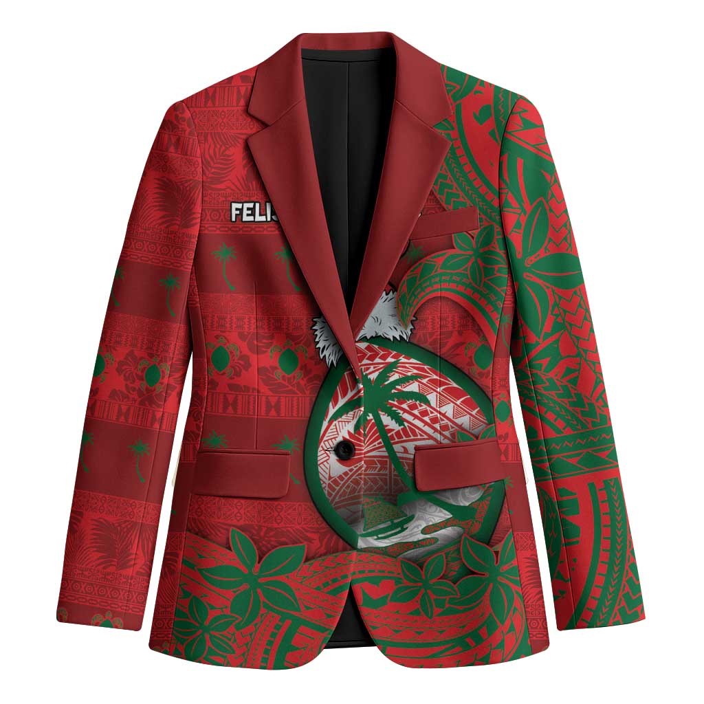 Guam Christmas Blazer Chamorro Seal Hat Santa Tribal Waves DT05 Unisex Red - Polynesian Pride