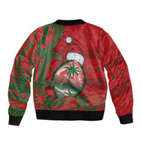 Guam Christmas Bomber Jacket Chamorro Seal Hat Santa Tribal Waves DT05 - Polynesian Pride