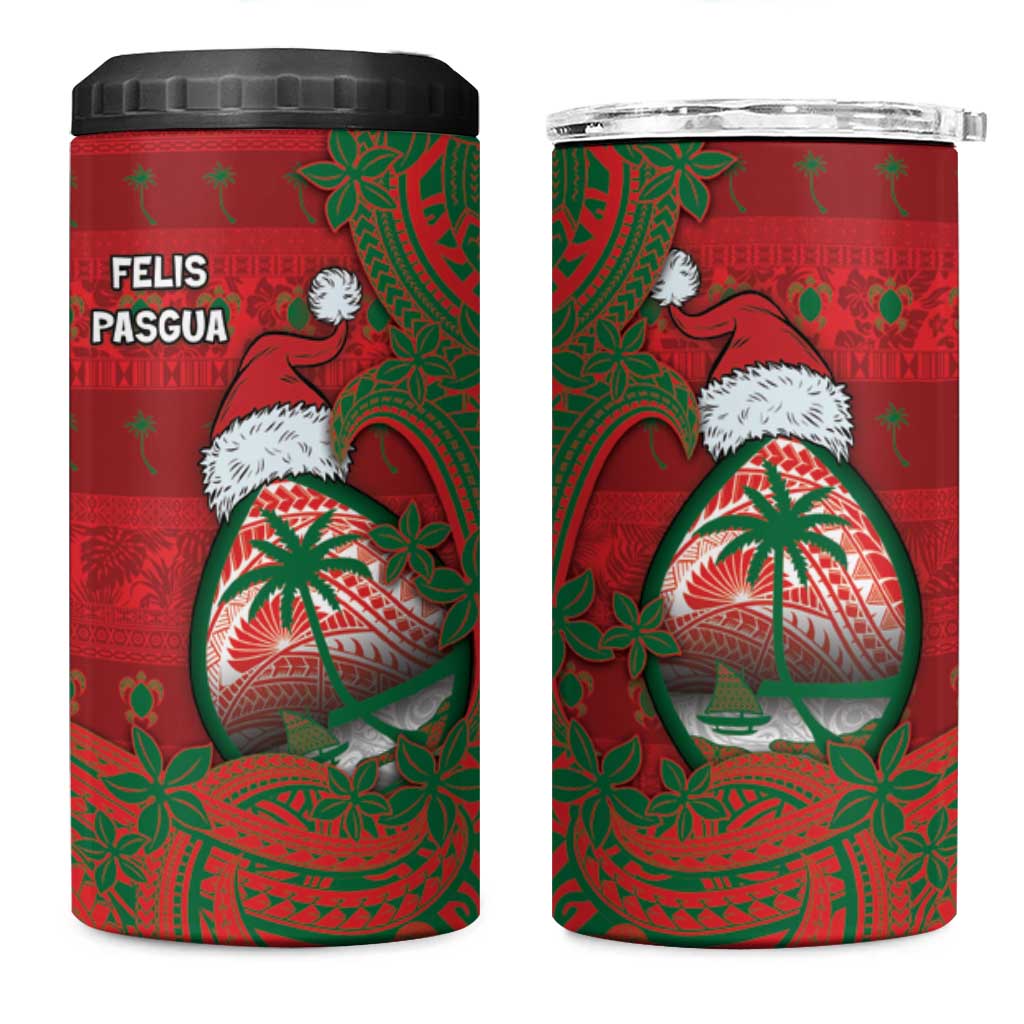 Guam Christmas 4 in 1 Can Cooler Tumbler Chamorro Seal Hat Santa Tribal Waves DT05 One Size: 16 oz Red - Polynesian Pride