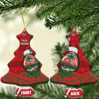 Guam Christmas Ceramic Ornament Chamorro Seal Hat Santa Tribal Waves DT05 Christmas Tree Red - Polynesian Pride