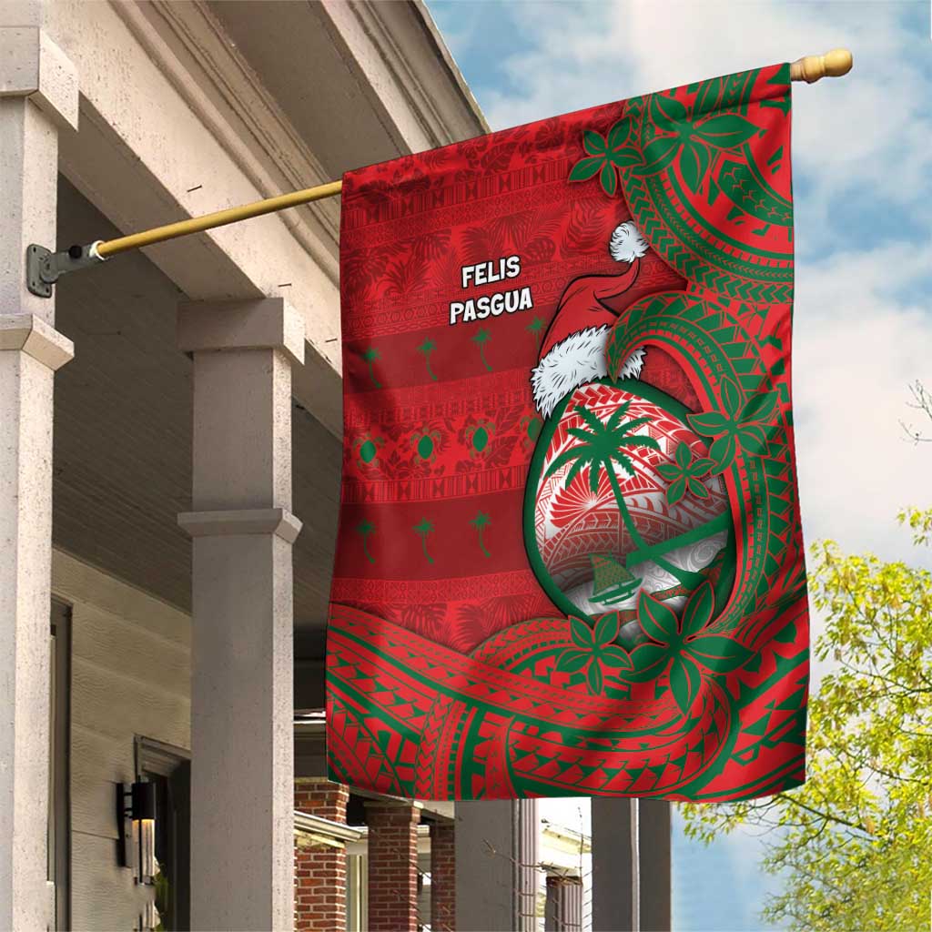 Guam Christmas Garden Flag Chamorro Seal Hat Santa Tribal Waves DT05 House Flag Red - Polynesian Pride