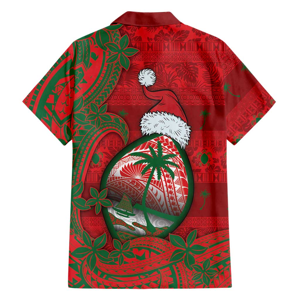 Guam Christmas Hawaiian Shirt Chamorro Seal Hat Santa Tribal Waves DT05 - Polynesian Pride