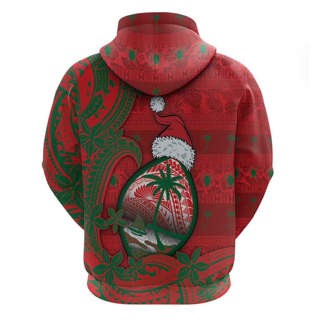 Guam Christmas Hoodie Chamorro Seal Hat Santa Tribal Waves DT05 - Polynesian Pride