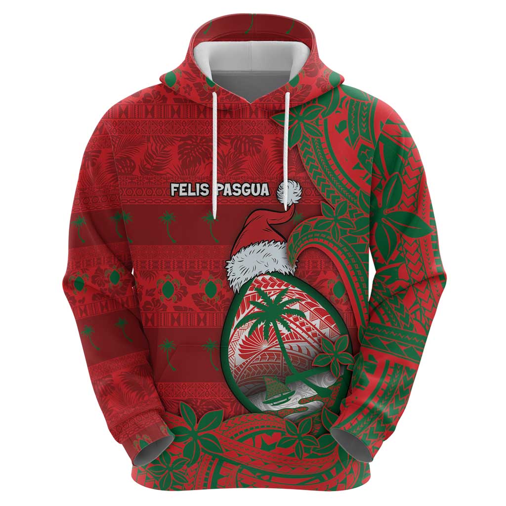Guam Christmas Hoodie Chamorro Seal Hat Santa Tribal Waves DT05 - Polynesian Pride