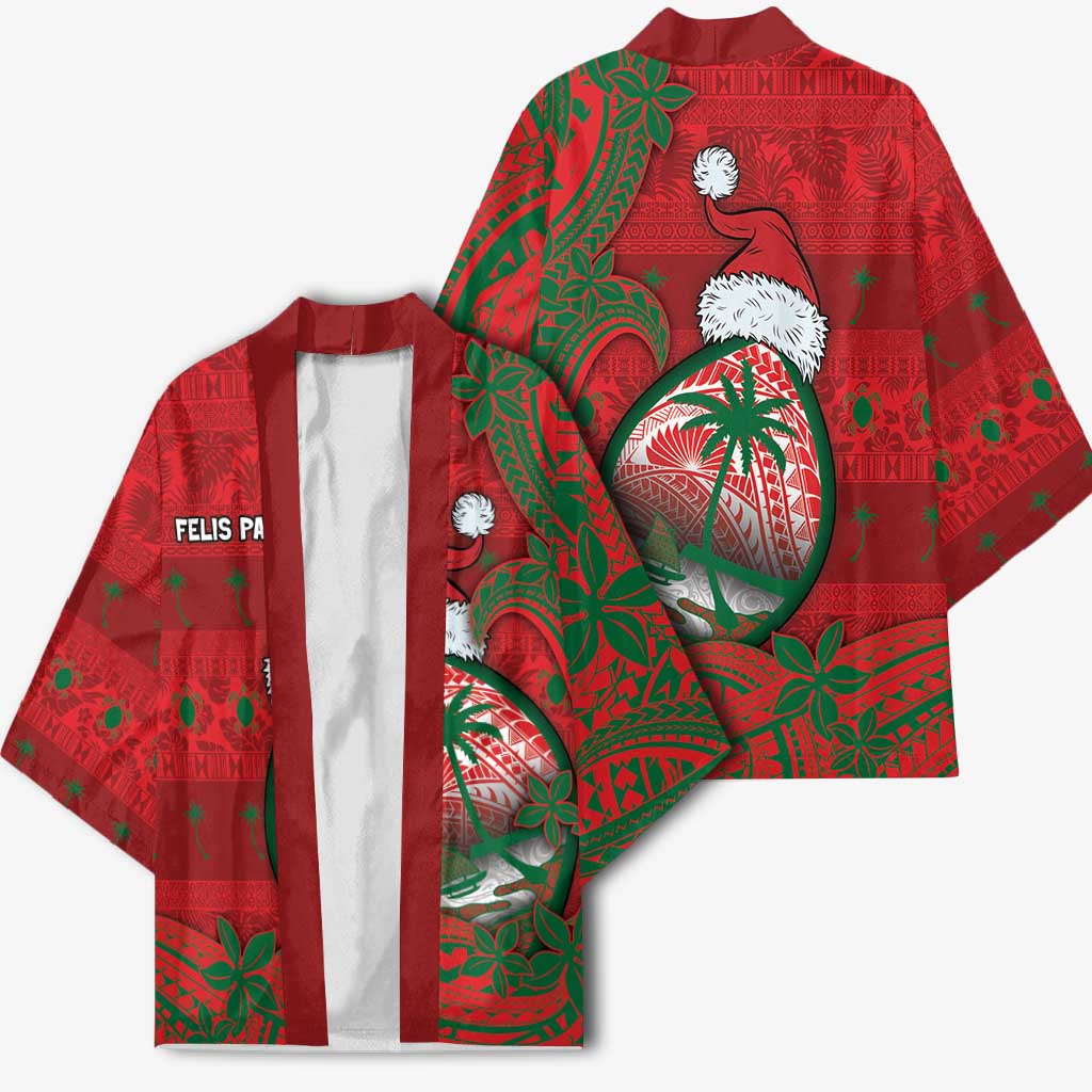 Guam Christmas Kimono Chamorro Seal Hat Santa Tribal Waves DT05 - Polynesian Pride