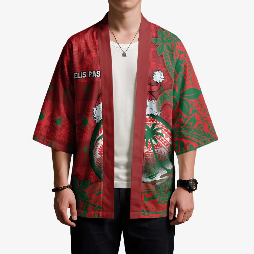 Guam Christmas Kimono Chamorro Seal Hat Santa Tribal Waves DT05 - Polynesian Pride