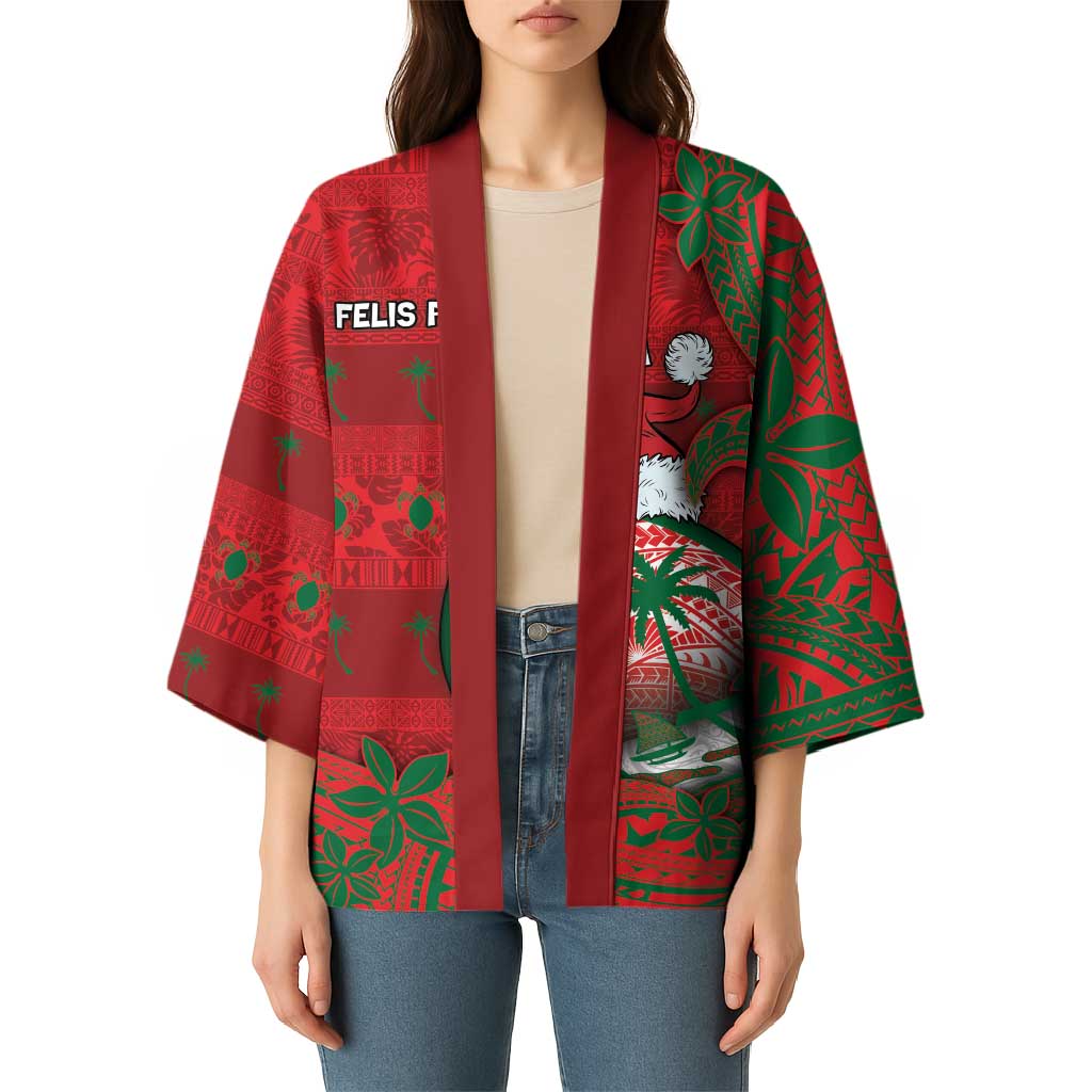 Guam Christmas Kimono Chamorro Seal Hat Santa Tribal Waves DT05 - Polynesian Pride