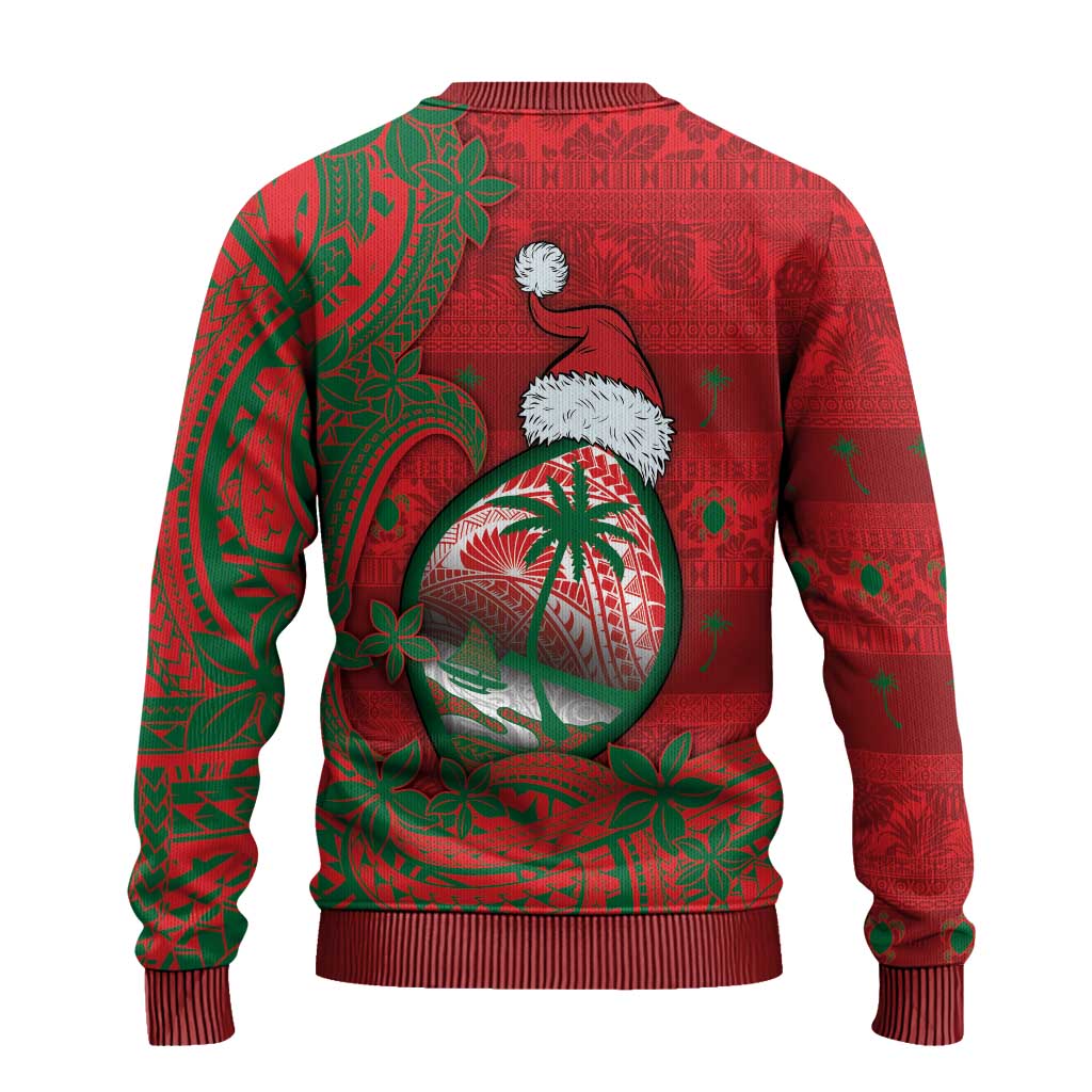 Guam Christmas Ugly Christmas Sweater Chamorro Seal Hat Santa Tribal Waves DT05 - Polynesian Pride