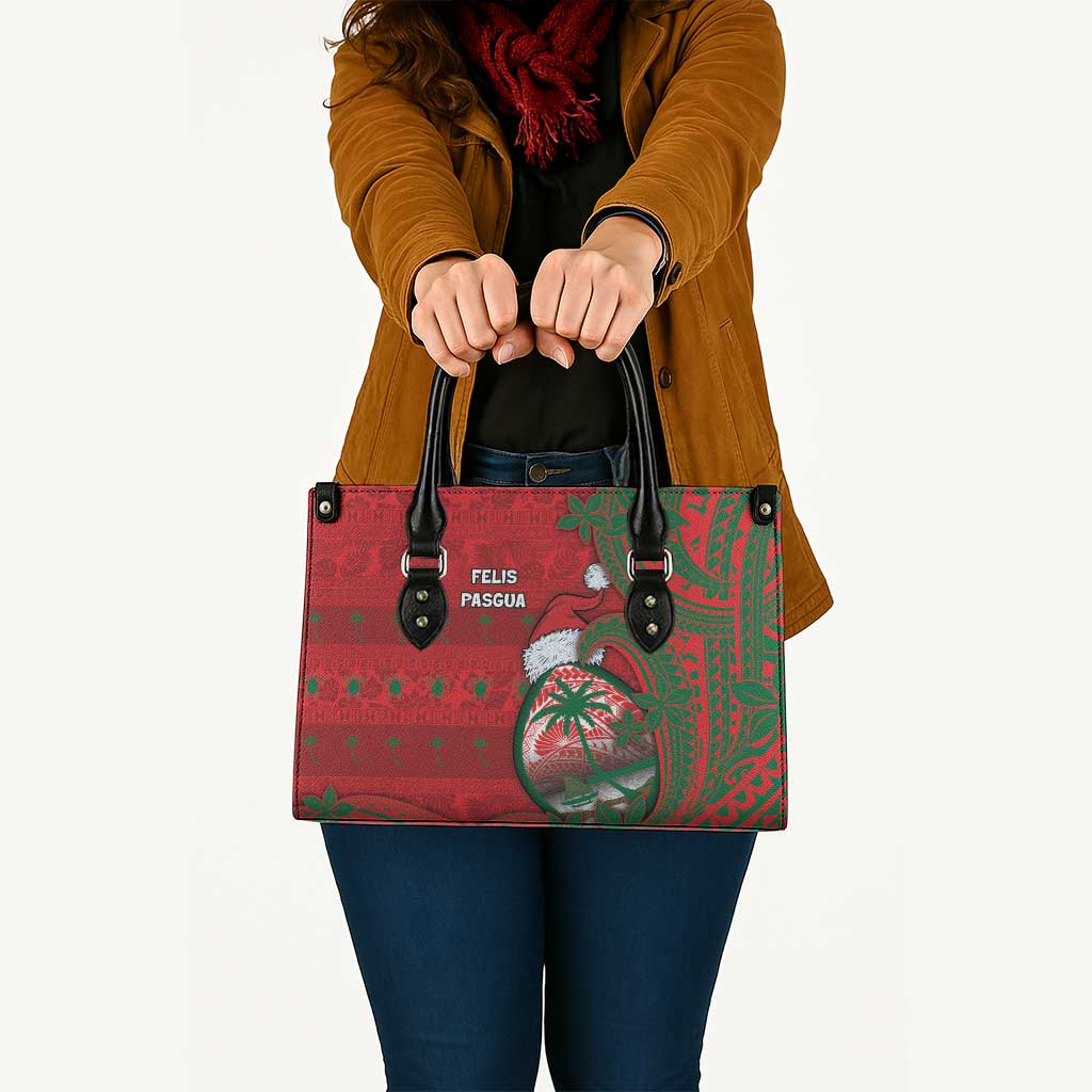 Guam Christmas Leather Bag Chamorro Seal Hat Santa Tribal Waves DT05 - Polynesian Pride
