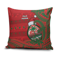 Guam Christmas Pillow Cover Chamorro Seal Hat Santa Tribal Waves DT05 Red - Polynesian Pride