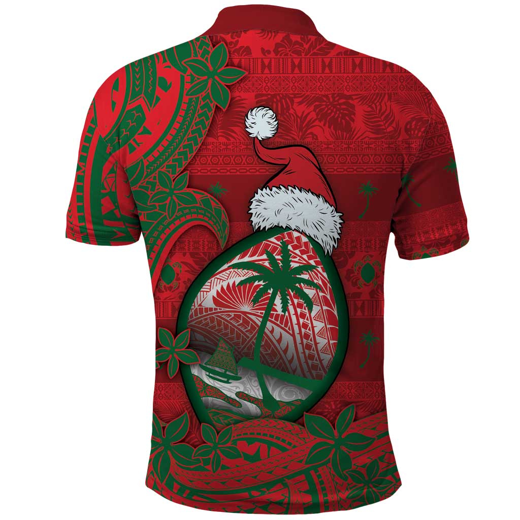 Guam Christmas Polo Shirt Chamorro Seal Hat Santa Tribal Waves DT05 - Polynesian Pride