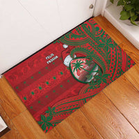 Guam Christmas Rubber Doormat Chamorro Seal Hat Santa Tribal Waves DT05 - Polynesian Pride