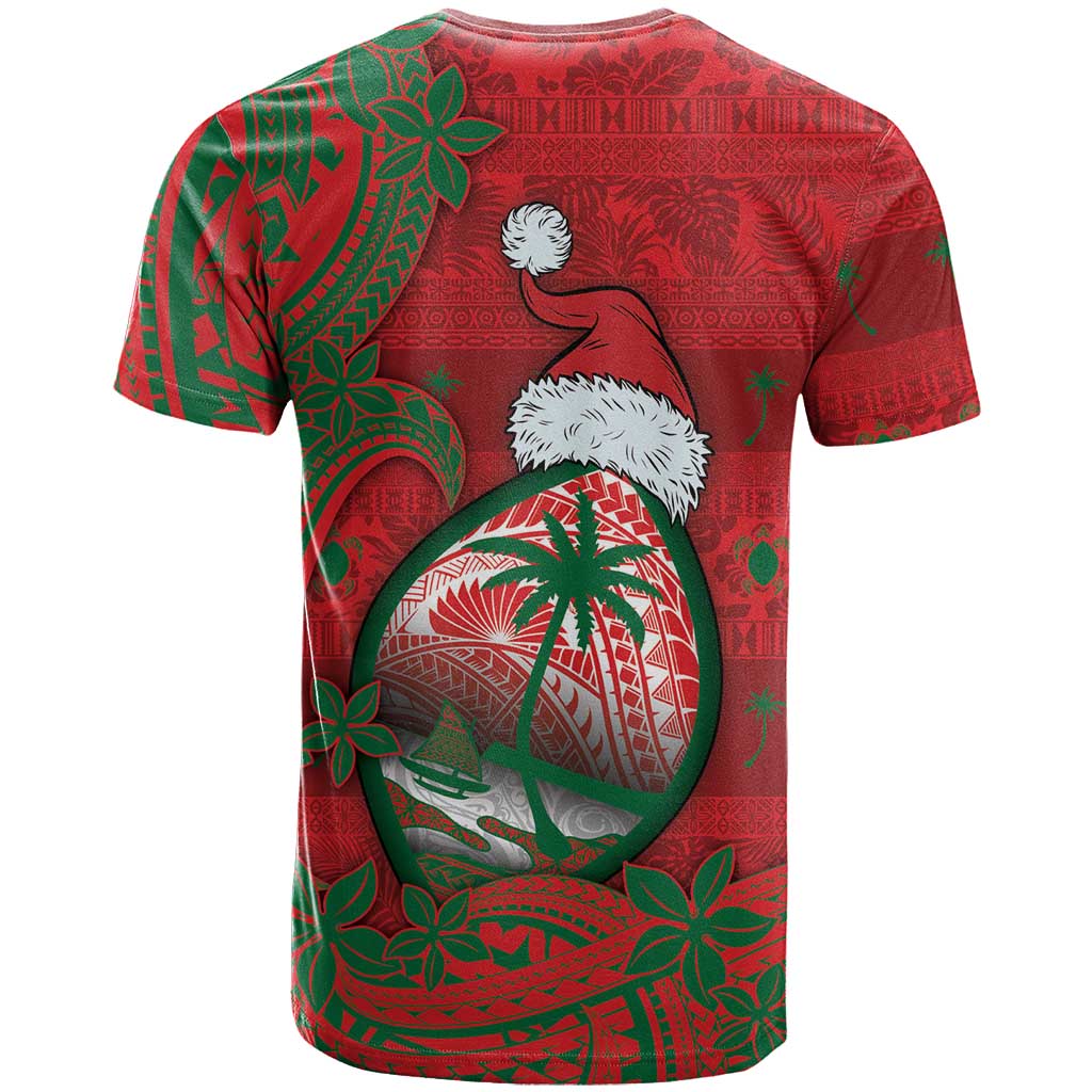 Guam Christmas T Shirt Chamorro Seal Hat Santa Tribal Waves DT05 - Polynesian Pride