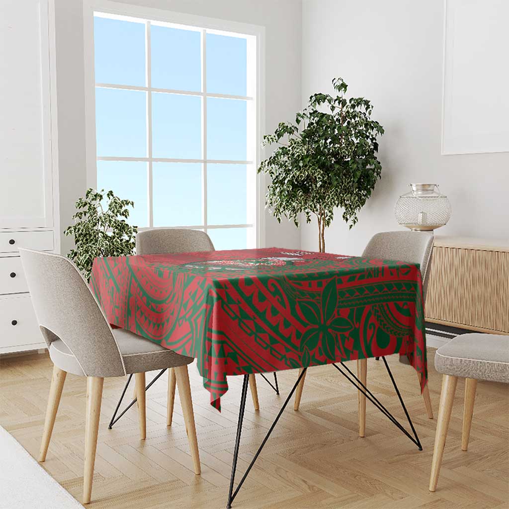 Guam Christmas Tablecloth Chamorro Seal Hat Santa Tribal Waves DT05 - Polynesian Pride