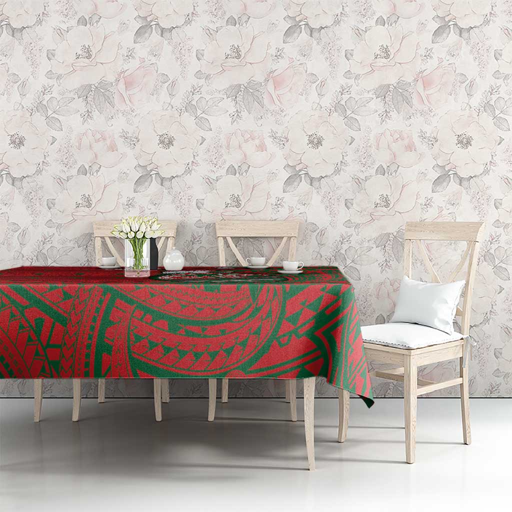 Guam Christmas Tablecloth Chamorro Seal Hat Santa Tribal Waves DT05 - Polynesian Pride