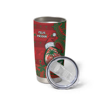 Guam Christmas Tumbler Cup Chamorro Seal Hat Santa Tribal Waves DT05 - Polynesian Pride