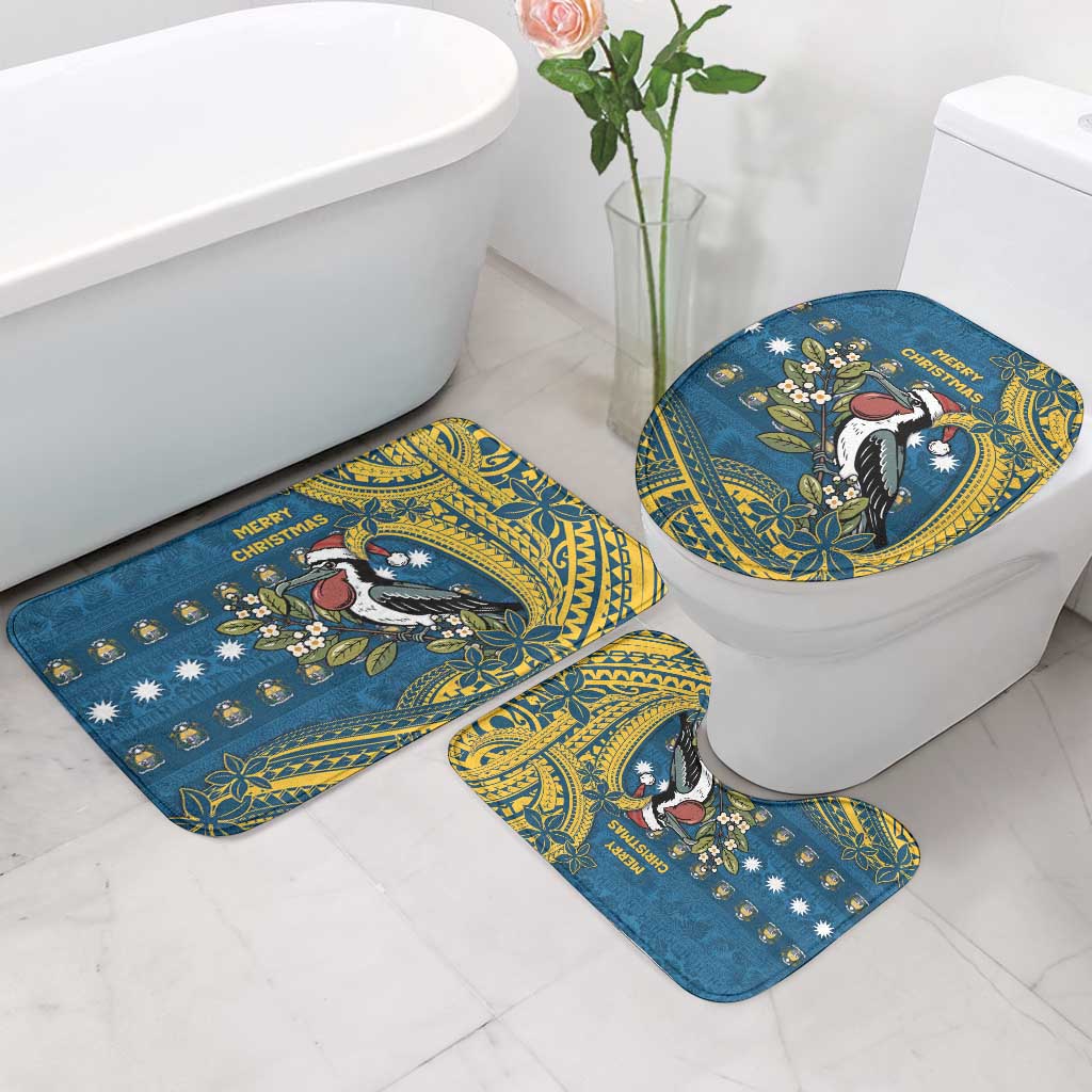 Nauru Christmas Bathroom Set Frigatebird Bird Santa Tribal Waves DT05 - Polynesian Pride