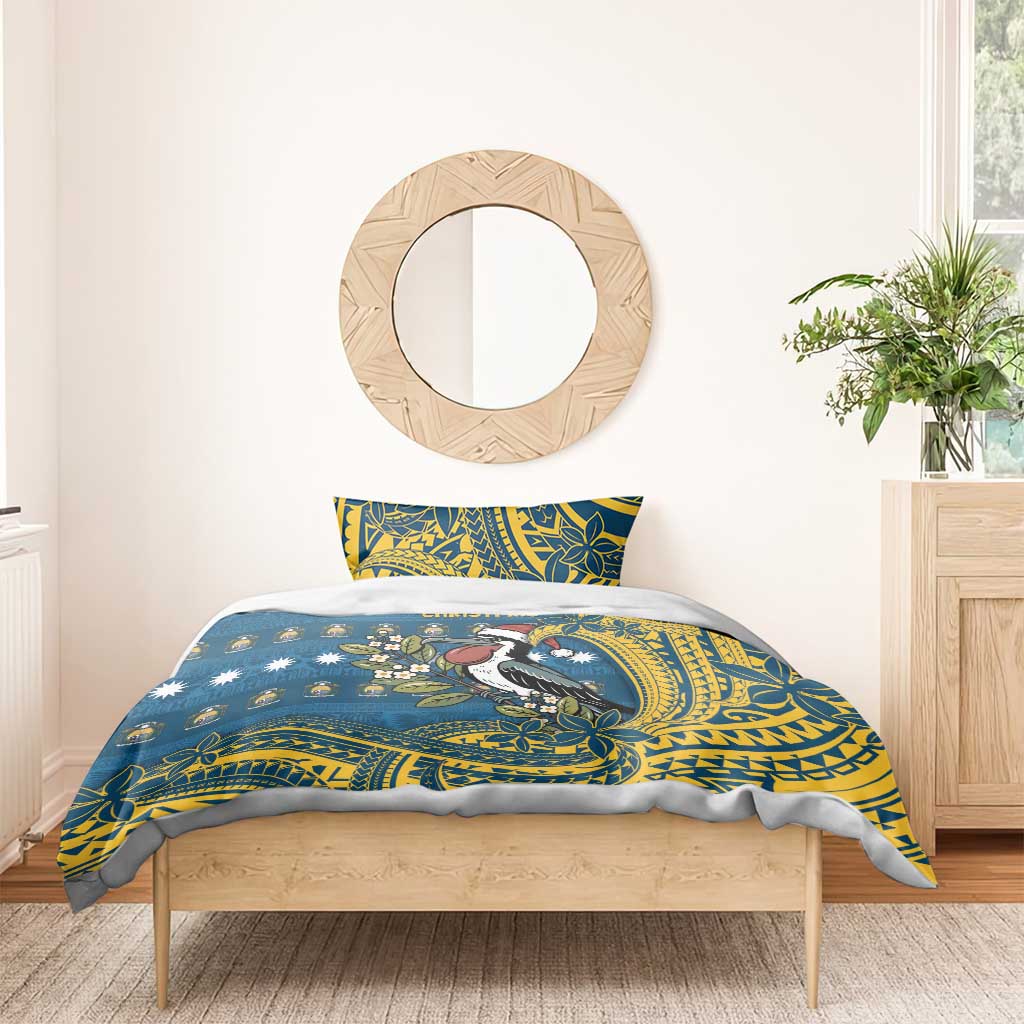 Nauru Christmas Bedding Set Frigatebird Bird Santa Tribal Waves DT05 - Polynesian Pride