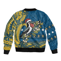 Nauru Christmas Bomber Jacket Frigatebird Bird Santa Tribal Waves DT05 - Polynesian Pride