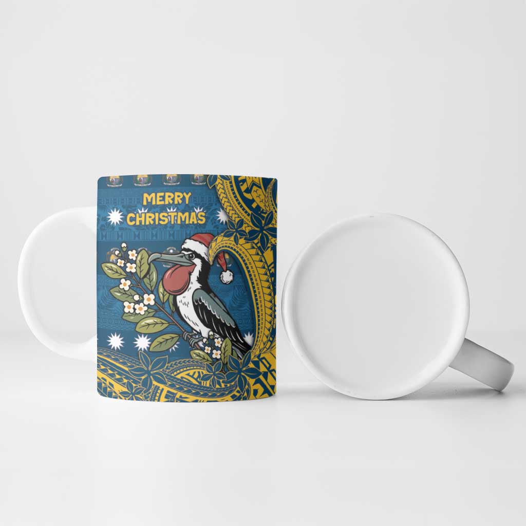 Nauru Christmas Ceramic Mug Frigatebird Bird Santa Tribal Waves DT05 - Polynesian Pride