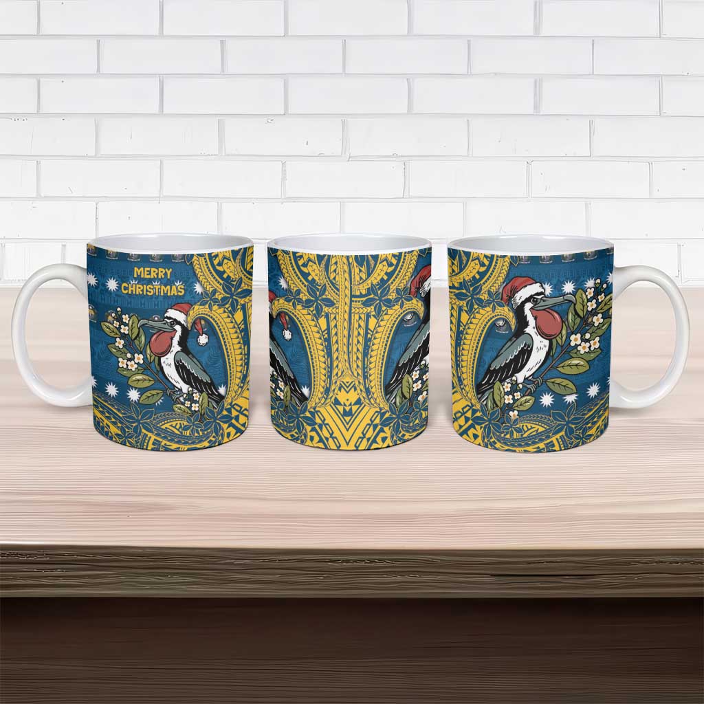 Nauru Christmas Ceramic Mug Frigatebird Bird Santa Tribal Waves DT05 - Polynesian Pride