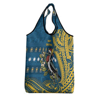 Nauru Christmas Grocery Bag Frigatebird Bird Santa Tribal Waves DT05 - Polynesian Pride