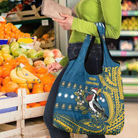 Nauru Christmas Grocery Bag Frigatebird Bird Santa Tribal Waves DT05 - Polynesian Pride