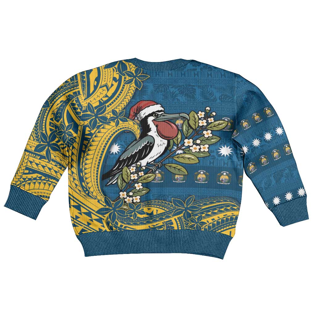 Nauru Christmas Kid Ugly Christmas Sweater Frigatebird Bird Santa Tribal Waves DT05 - Polynesian Pride