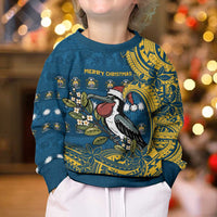 Nauru Christmas Kid Ugly Christmas Sweater Frigatebird Bird Santa Tribal Waves DT05 - Polynesian Pride