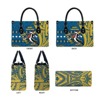 Nauru Christmas Leather Bag Frigatebird Bird Santa Tribal Waves DT05 - Polynesian Pride