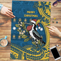 Nauru Christmas Puzzle Frigatebird Bird Santa Tribal Waves DT05 Deep Blue - Polynesian Pride