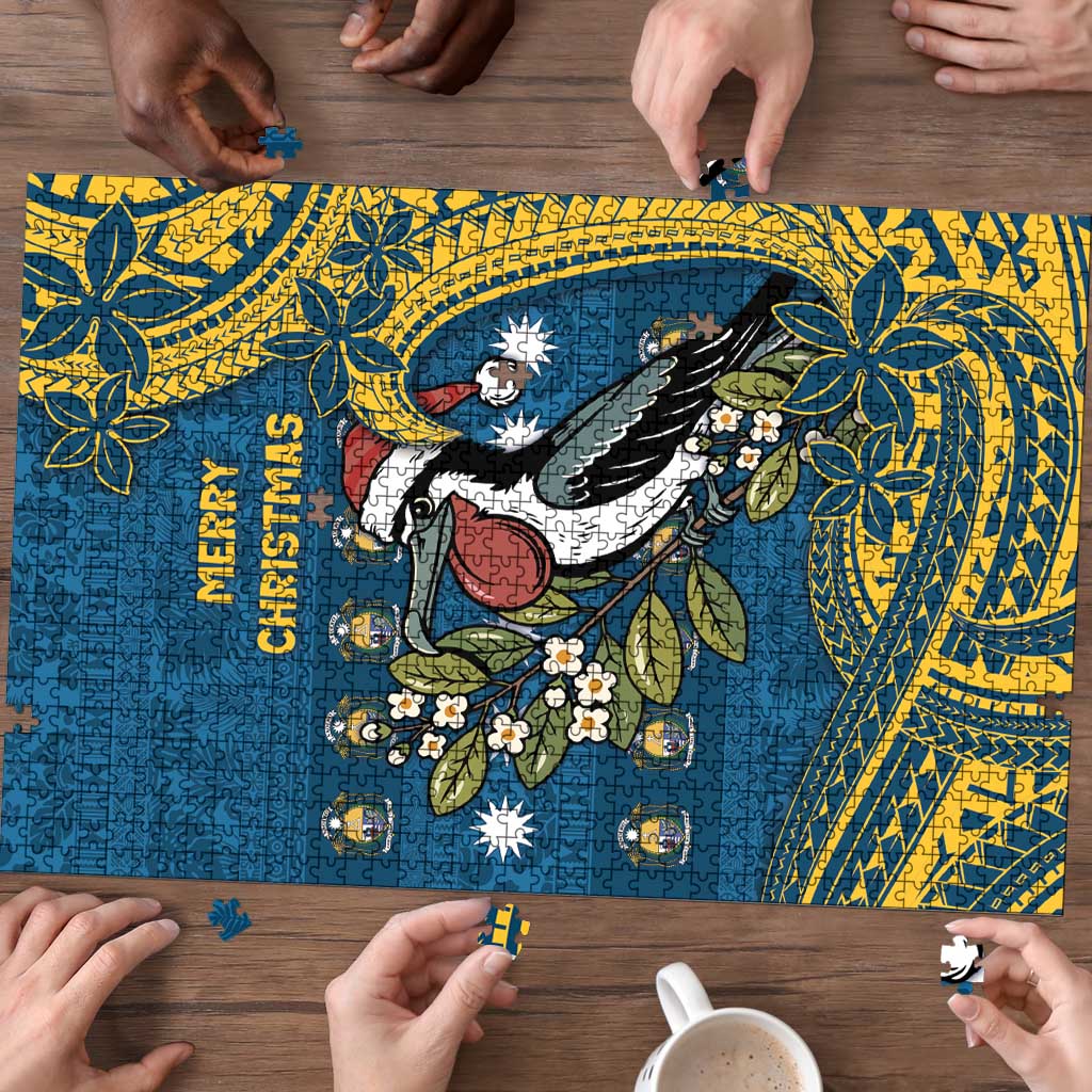Nauru Christmas Puzzle Frigatebird Bird Santa Tribal Waves DT05 - Polynesian Pride